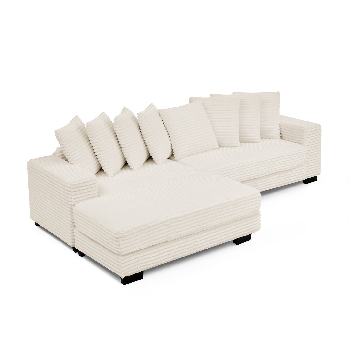 Corduroy Tufted Upholstered Sleeper Sectional Sofa, L-Shaped Modular Convertible Sofa , Can Freely Change the Position O