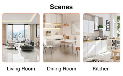 Modern Minimalist White Patterned Circular Dining Table and Coffee Table. MDF Desktop, Diameter 42 Inches, Stainless Ste