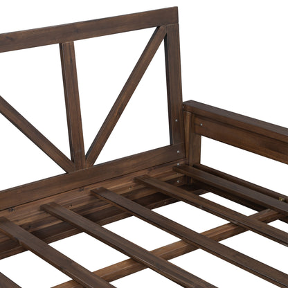 Acacia Wood Twin Size Patio Swing Bed Modern Porch Swing Hanging Bed Frame With 16.4ft Hemp Ropes for Garden,Backyard,Br