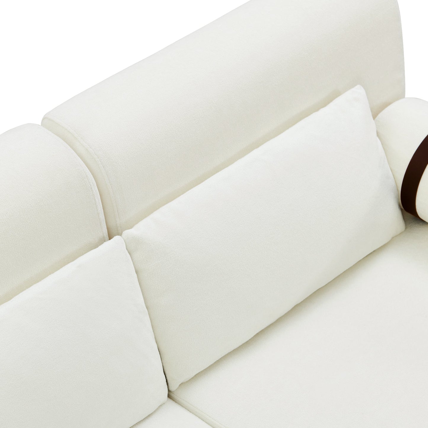 Modern Loveseat Sofa 59' Couch With Flexible USB Ports, Unique Cylindrical Armrests, Beige Chenille