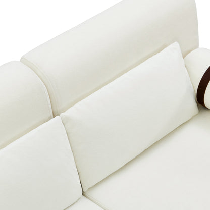 Modern Loveseat Sofa 59' Couch With Flexible USB Ports, Unique Cylindrical Armrests, Beige Chenille