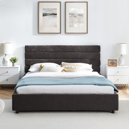 Queen Size Cushioned Bed, Comfortable Cushioned Bed Frame, Headboard and Solid Bed Frame - Beige (85 'X 66' X 36 ')