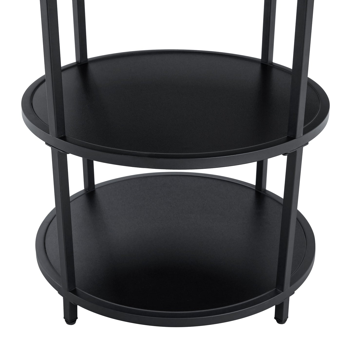 Table and Chair set.A 47.3-Inch Diameter Modern Splicing Circular Dining Table - Double-Layer storage.Paired With 4 Blac