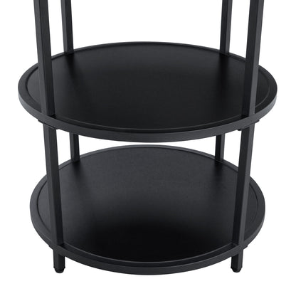 Table and Chair set.A 47.3-Inch Diameter Modern Splicing Circular Dining Table - Double-Layer storage.Paired With 4 Blac