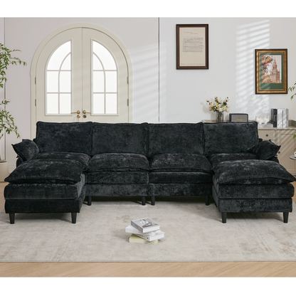 Modular Sofa,U Shaped Cloud Couch Comfy Set ,6-Seater, 2 Armrest Pillows,Convertible Sectional  Couch, Living Room,Apart