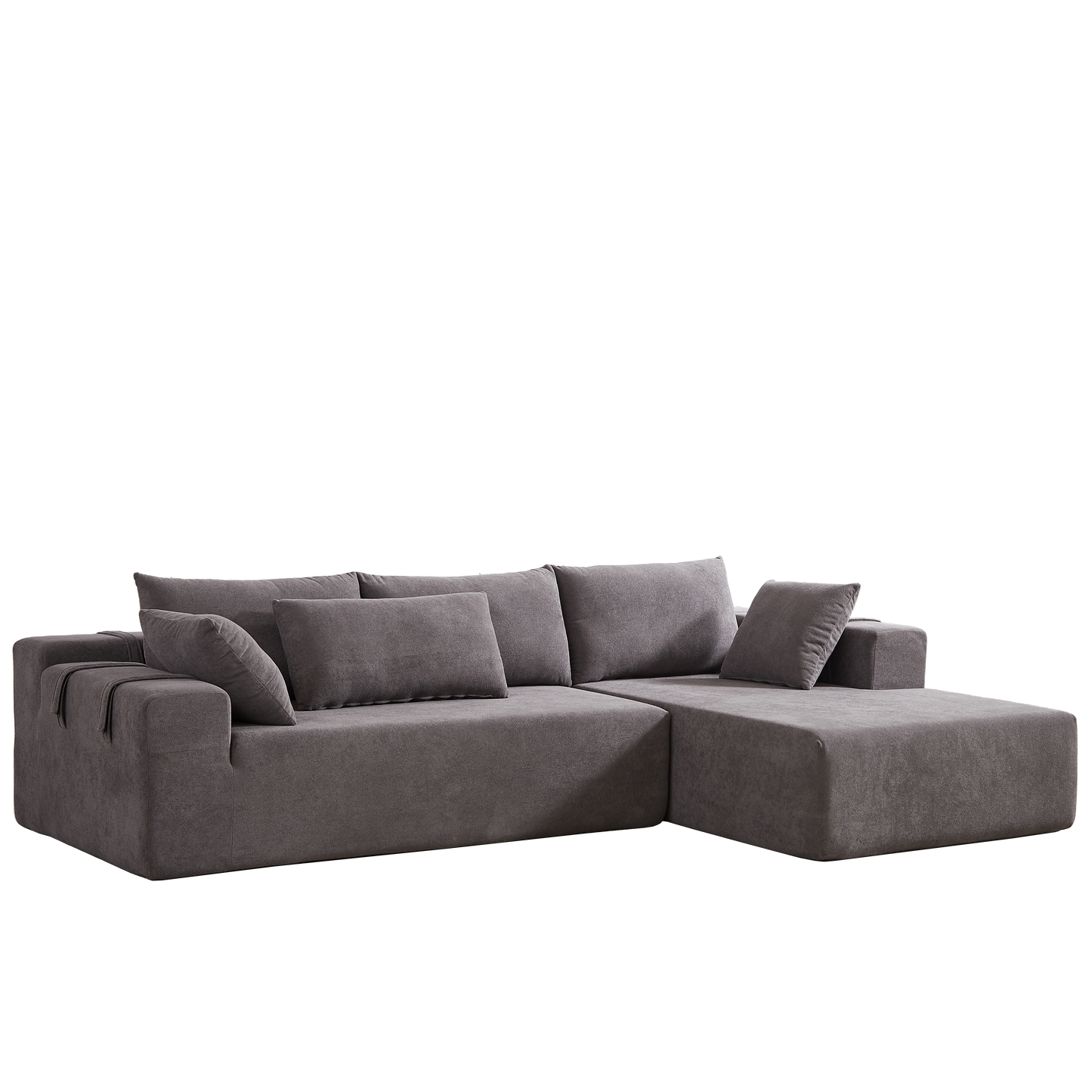 Modern Chenille Upholstered Sectional Sofa Couch Set,Modular 108' L Shaped Sectional Living Room Sofa Set With 6 Pillows