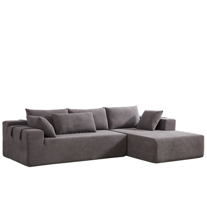 Modern Chenille Upholstered Sectional Sofa Couch Set,Modular 108' L Shaped Sectional Living Room Sofa Set With 6 Pillows