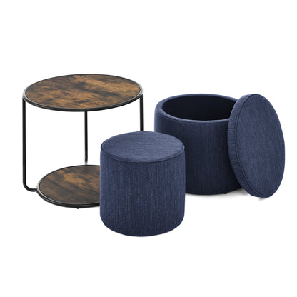 Ottoman, Multi-Functional Combination Set Table Ottoman, Combination of Ottoman and Table, With Drum Stool, With Storage