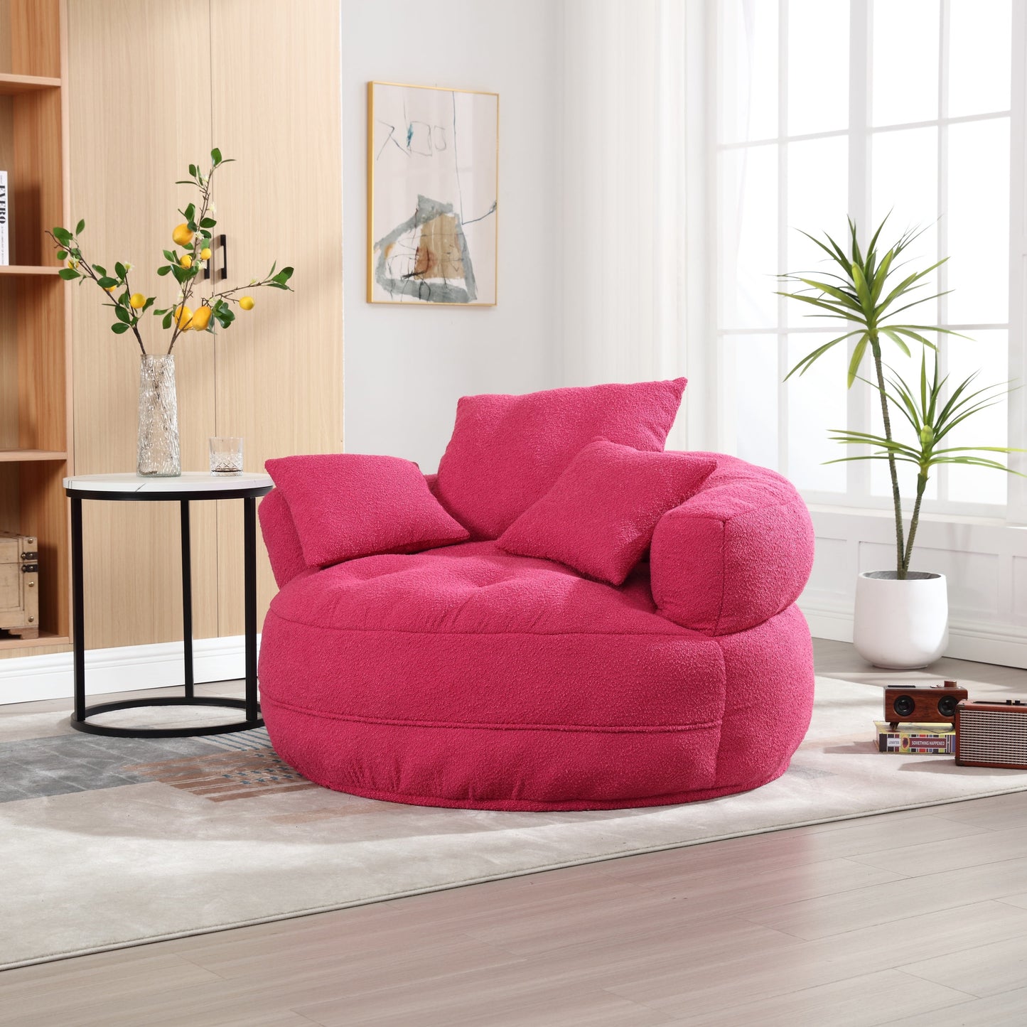 Chenille Sponge Single Sofa,No Assembly Required,Fluffy Modern Sleeper Chair for Living Room, Bedroom, Lounge and Projec