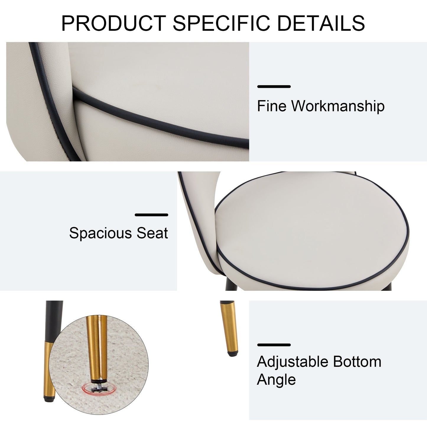 Modern PU Comfortable Upholstered Bar Chair With Smooth and Beautiful Black Metal Legs for Dining Room, Kitchen, Terrace