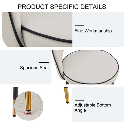 Modern PU Comfortable Upholstered Bar Chair With Smooth and Beautiful Black Metal Legs for Dining Room, Kitchen, Terrace