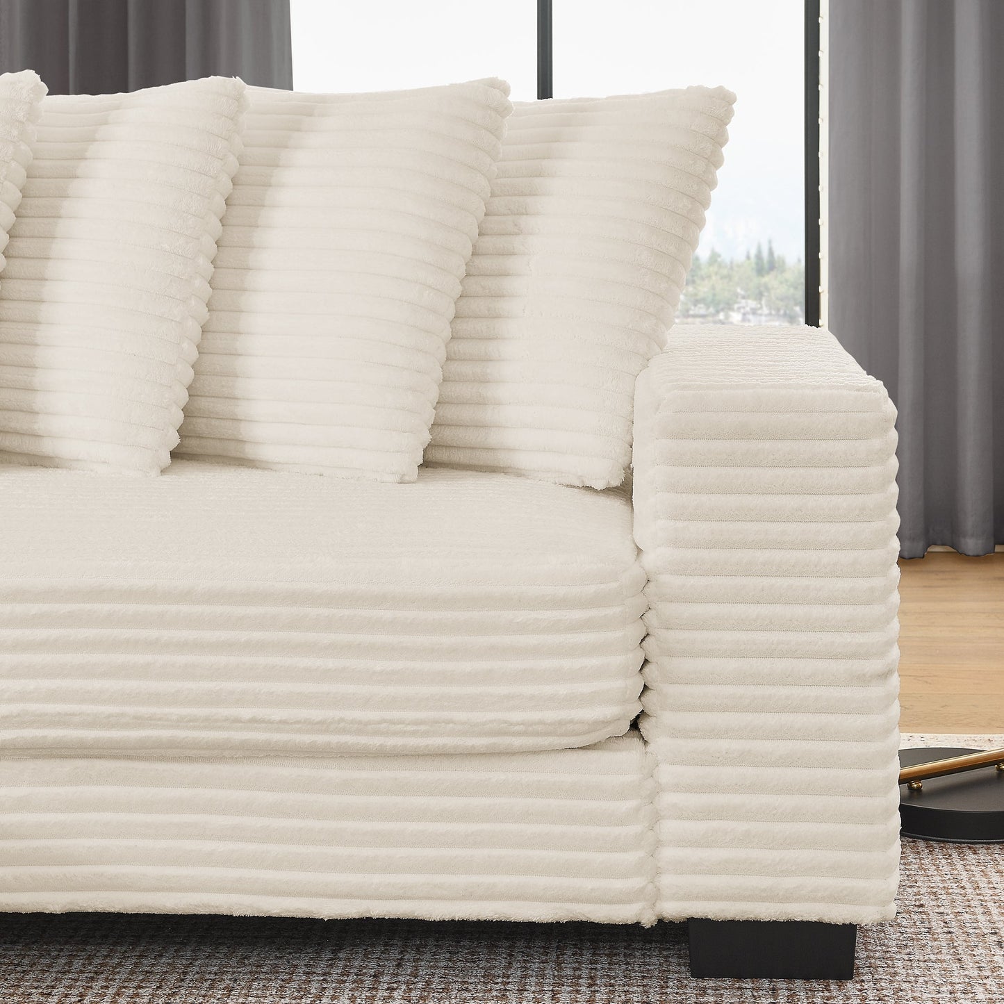 Corduroy Tufted Upholstered Sleeper Sectional Sofa, L-Shaped Modular Convertible Sofa , Can Freely Change the Position O