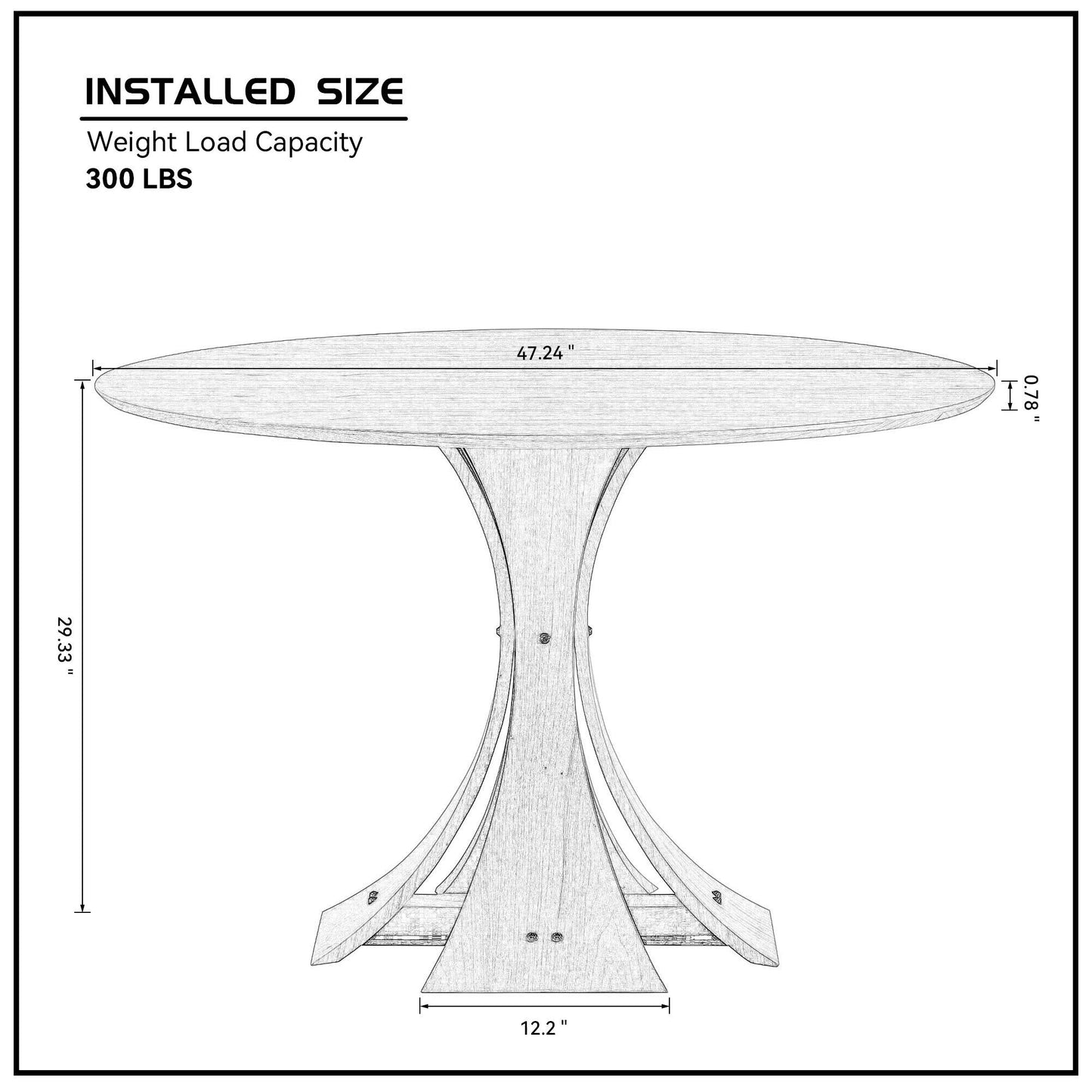 47.24'' Round Modern Style MDF Wood Dining Table in Black Suitable for Kitchen, Living Room, Cafe, Milk Tea Shop