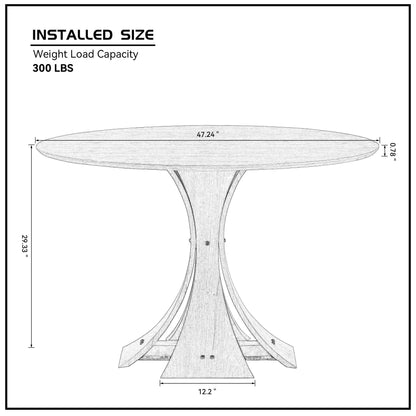 47.24'' Round Modern Style MDF Wood Dining Table in Black Suitable for Kitchen, Living Room, Cafe, Milk Tea Shop