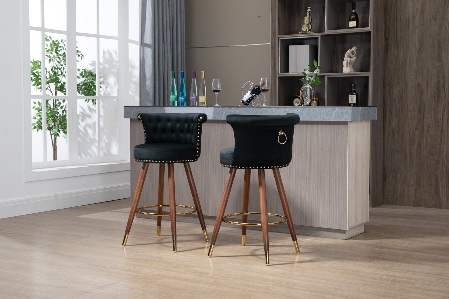 Swivel Bar Stools With Backrest Footrest ，with a Fixed Height of 360 Degrees