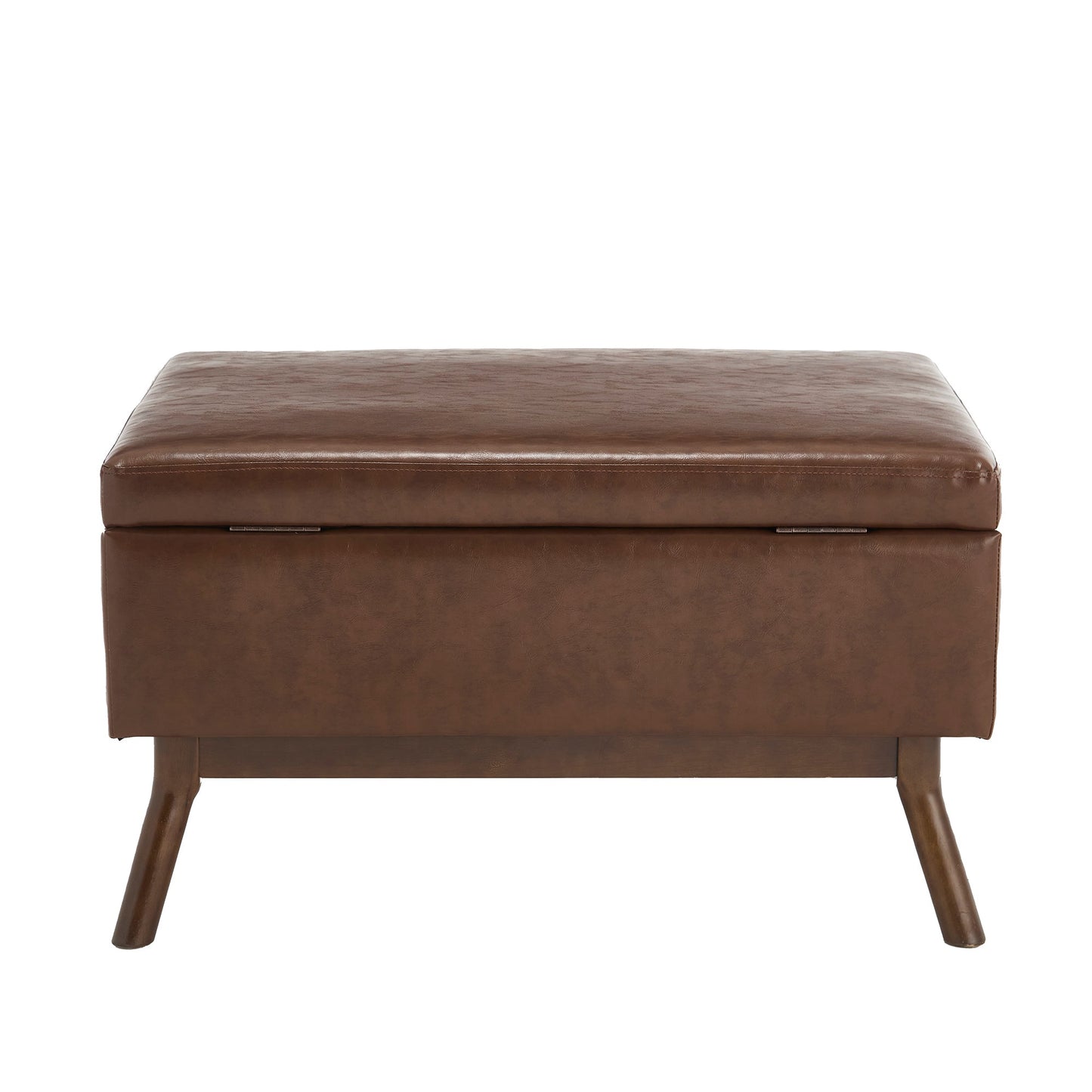 Mid-Century Modern Square Coffee Table Storage Bench, Assembled, Suitable for Living Room, Entryway and Family Room, Use
