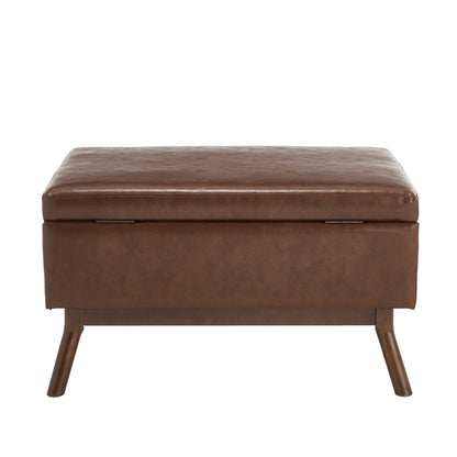 Mid-Century Modern Square Coffee Table Storage Bench, Assembled, Suitable for Living Room, Entryway and Family Room, Use