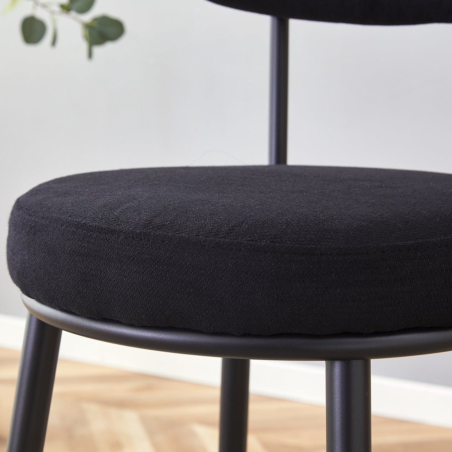 Stylish Ergonomic Bar Chairs Set With Black Breathable Cushions and Metal Legs, 35.5 Inches High, Pack of Two