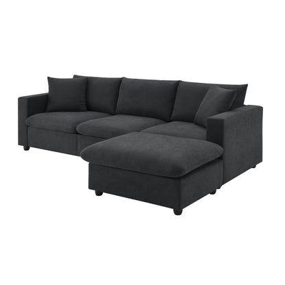 101*66' Modern Sectional Sofa With Throw Pillows,Cloud L-Shaped Couch Set With Wide Seat,4 Seat Polyester Comfy Fabric C