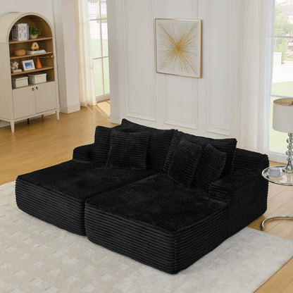Two-Seater Lazy Sofa Lounge Chair,Compressed Sofa No Assembly Required, Made of Velvet Fabric, Fluffy Modern  Lounge Cha