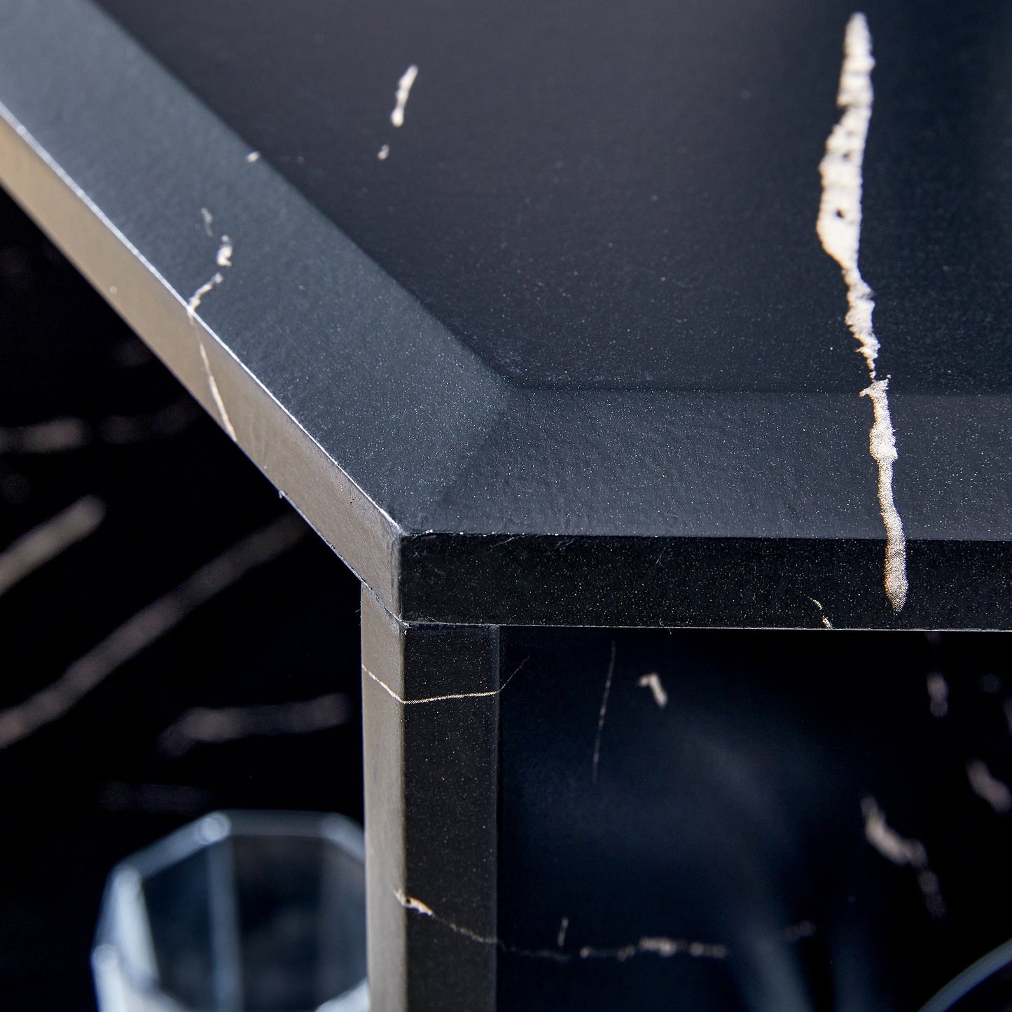 Hexagonal MDF Coffee Table, Characteristic Pattern Stickers, Multi-Hole Design to Give More Storage Space, Simple and Co