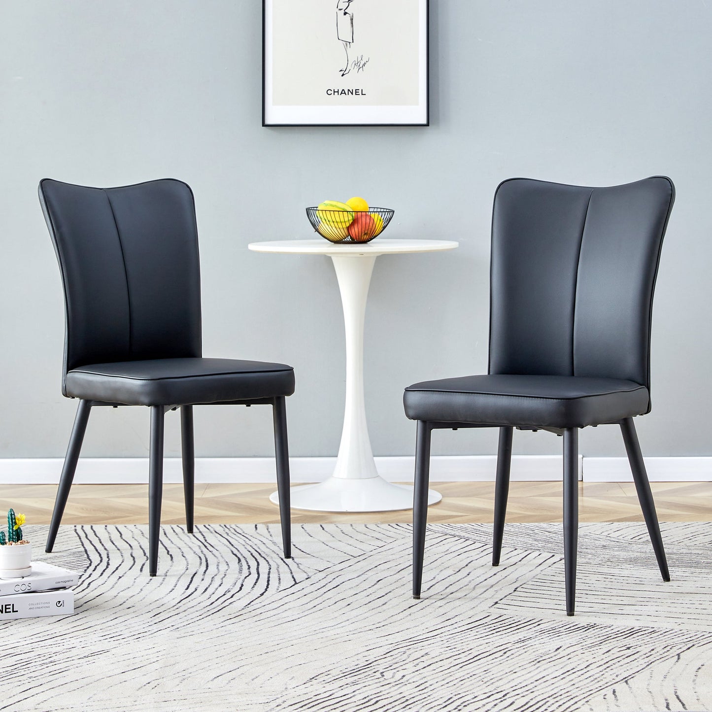 Modern Black PU Chair Set - Sleek Design With Black Metal Legs - Ideal for Various Venues