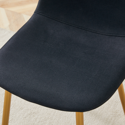 Table and Chair Set. Modern Multifunctional Lifting Platform, White Textured Sticker MDF Desktop, Gold Metal Legs. Paire