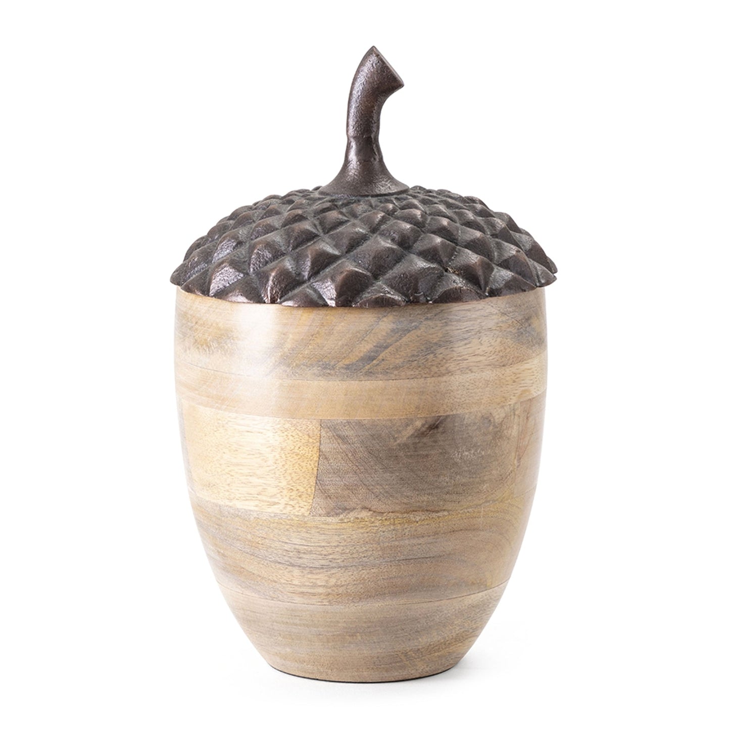 Set of 2 Brown Wooden Acorn Accents With Aluminum Top, L:D6x10'  S:D5x7.5'