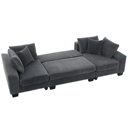 114' Sleeper Sofa,U Shaped Sofa , Pull Out Bed,Convertible Oversize 2 in 1 Sleeper Sofa, Living Room,Upholstery Sofa Bed