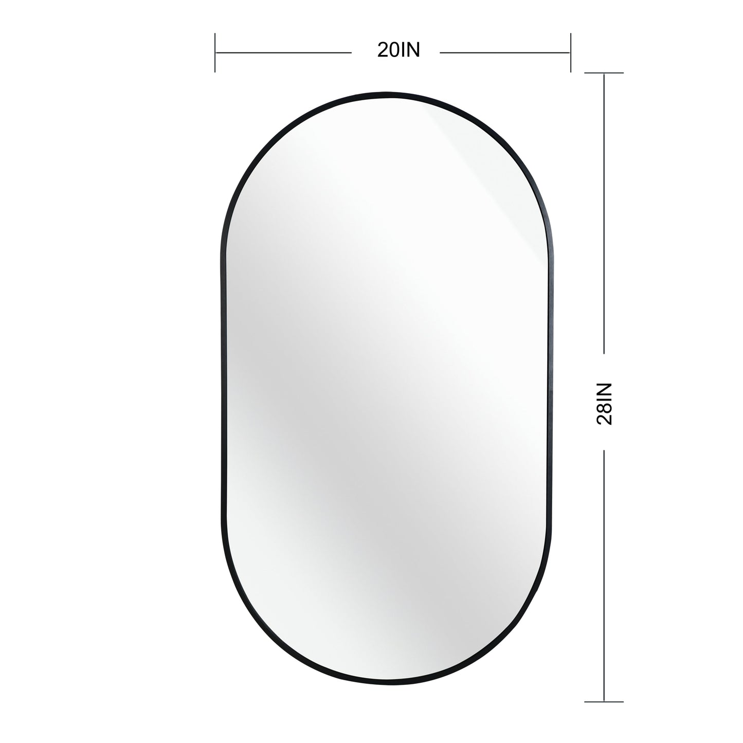 Black 20 X 28 Inch Metal Oval Mirror