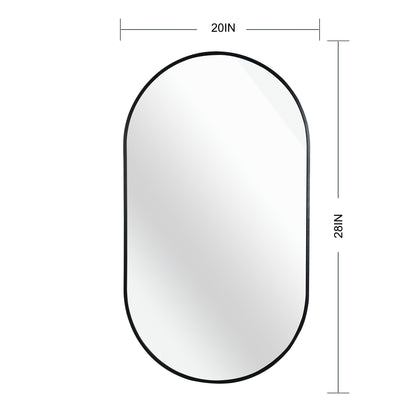 Black 20 X 28 Inch Metal Oval Mirror