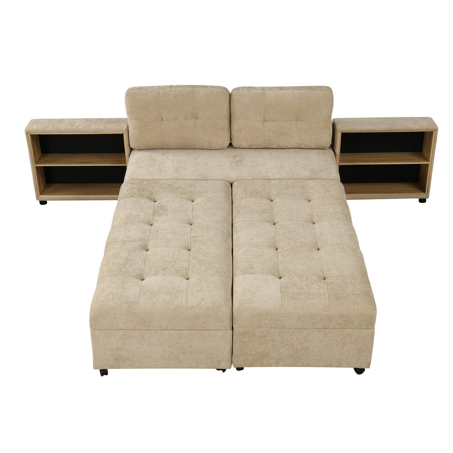 121.2' Versatile Sofa Bed Modular Sofa  Free-Combined Sofa With Two Storage Racks,  Brown