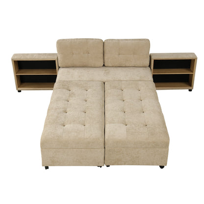121.2' Versatile Sofa Bed Modular Sofa  Free-Combined Sofa With Two Storage Racks,  Brown