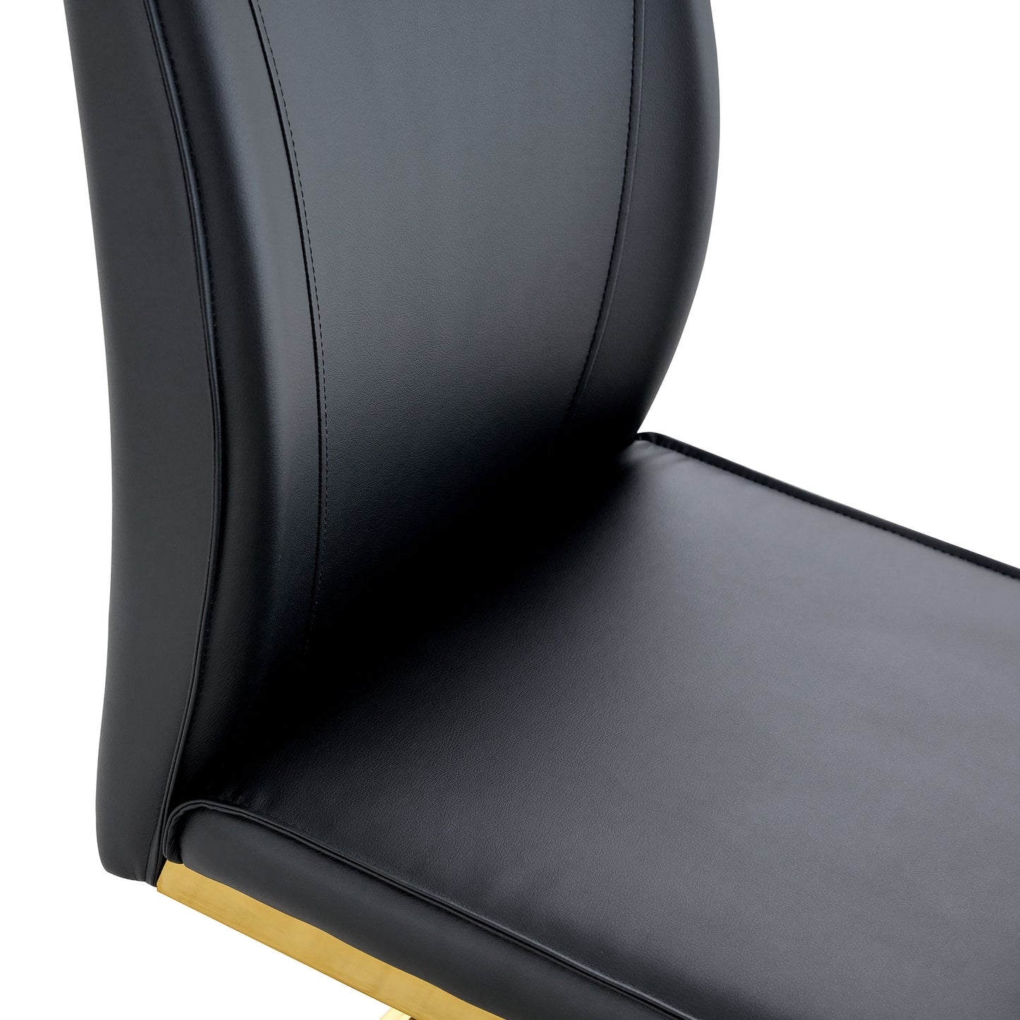 Luxury Simple Arch Chair - Set of 4 BLACK PU Material High Resilience Dining Chair With Arched Metal Gold Leg.W1151P1548