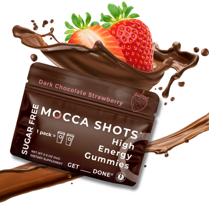 Sugar Free Mocca Shots Energy Gummies with Caffeine | 12-Pack - Dark Chocolate Strawberry