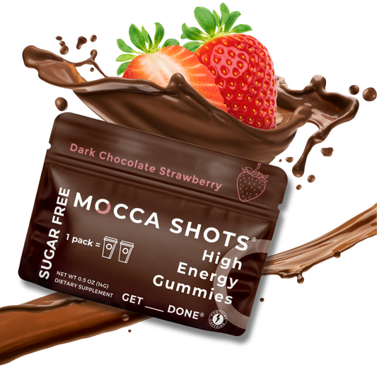 Sugar Free Mocca Shots Energy Gummies with Caffeine | 12-Pack - Dark Chocolate Strawberry
