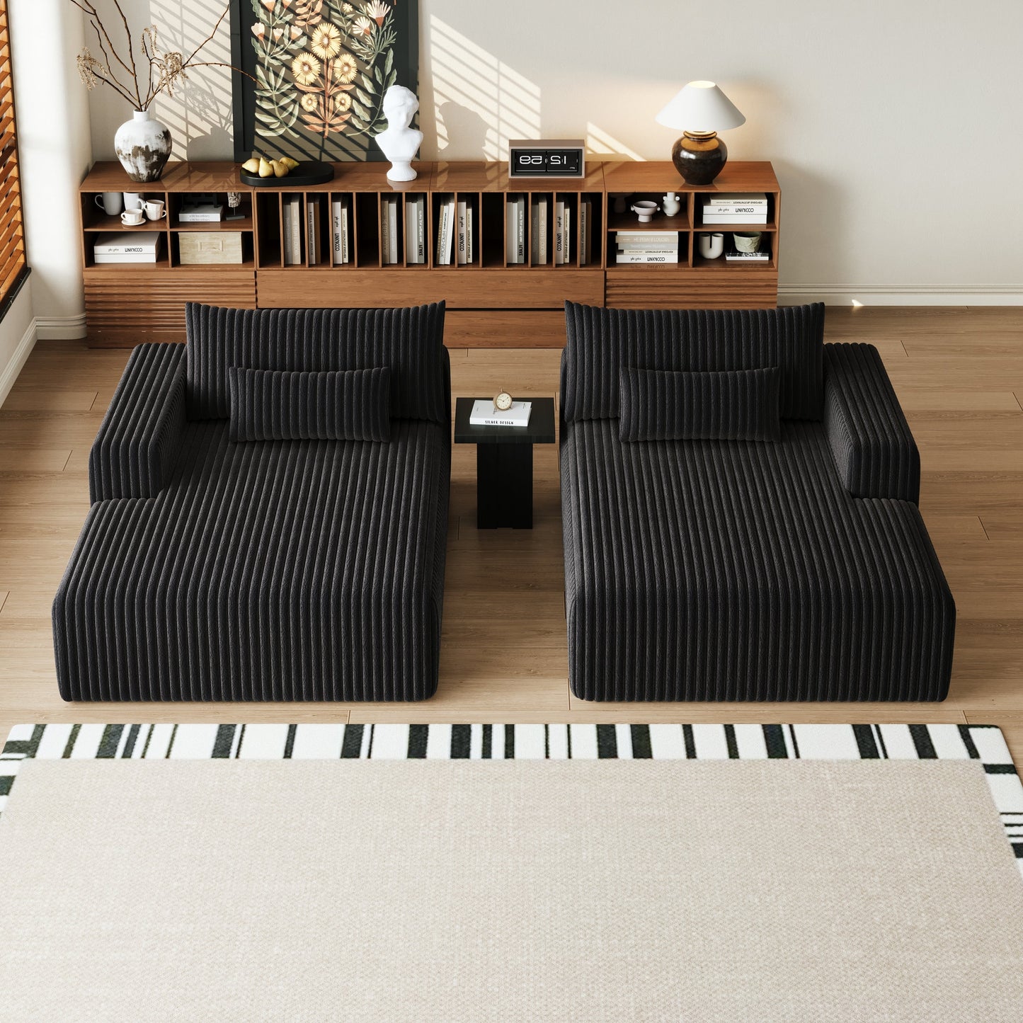 102' Oversized Sectional Lounge Chaise,No Assembly Required,Cloud Plush Loveseat With Reclining Sofa Bed,Fluffy Modern S