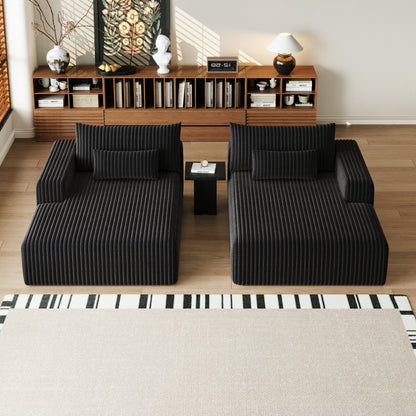 102' Oversized Sectional Lounge Chaise,No Assembly Required,Cloud Plush Loveseat With Reclining Sofa Bed,Fluffy Modern S