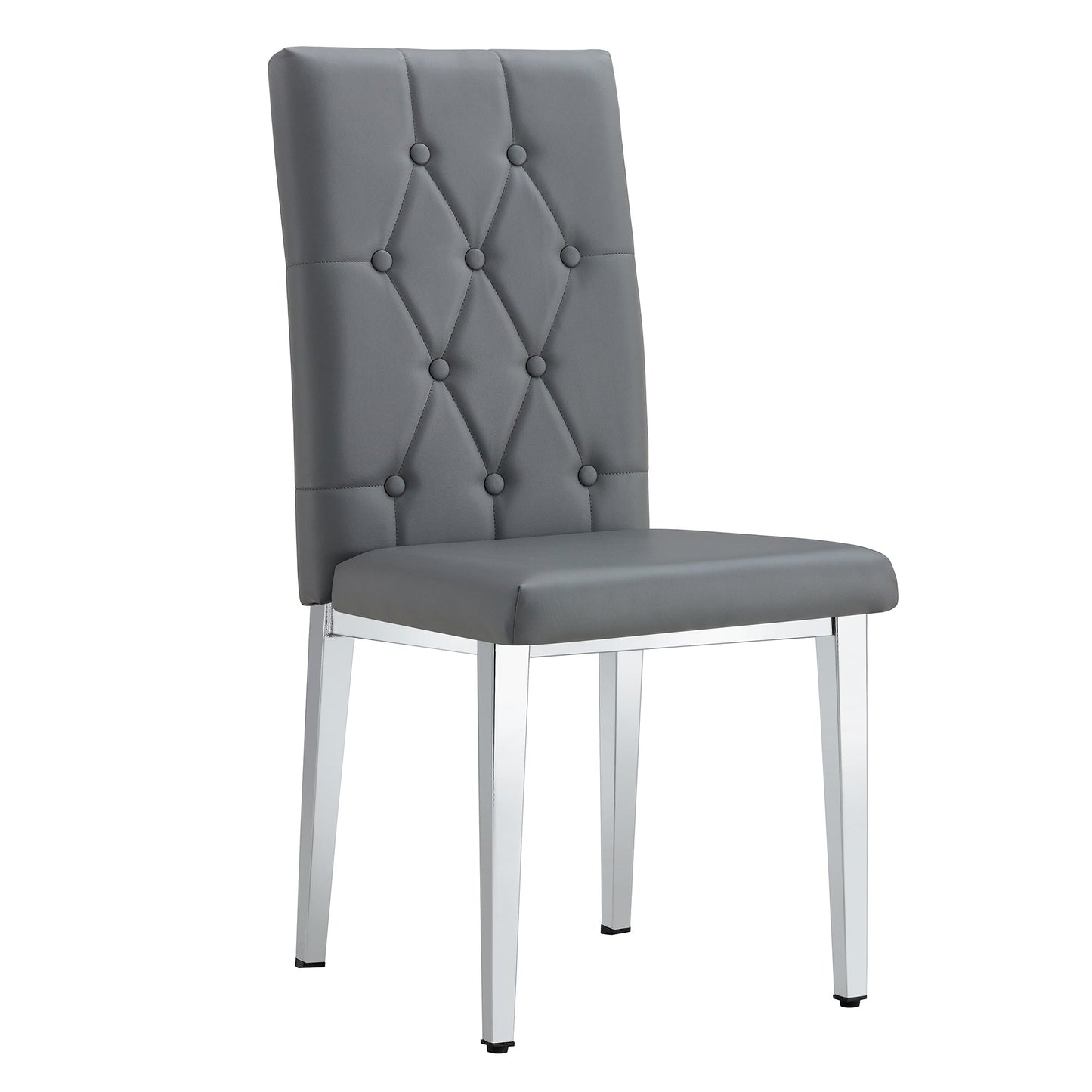 4 Piece Set of Gray Armless Dining Chairs Brings a Touch of Elegance and Mystery to the Dining Area With Its Deep Gray T