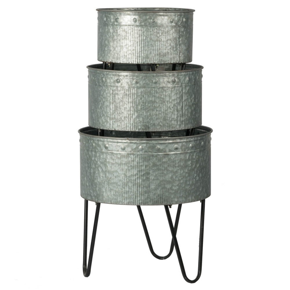 Set of 3 Huxley Metal Decorative Pots