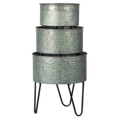 Set of 3 Huxley Metal Decorative Pots