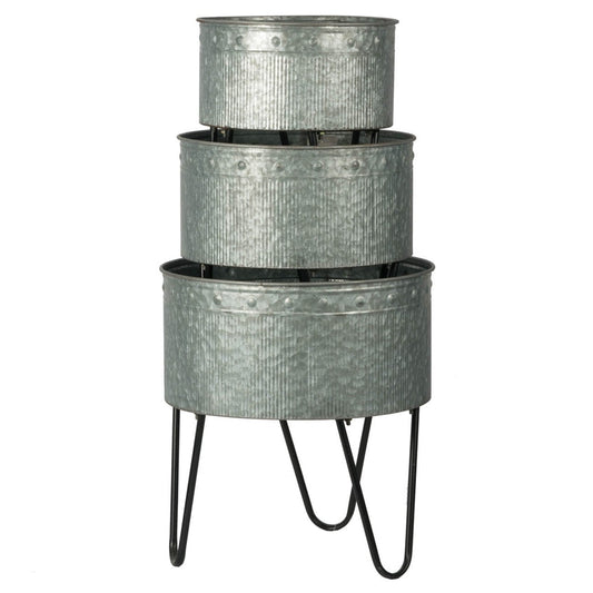 Set of 3 Huxley Metal Decorative Pots