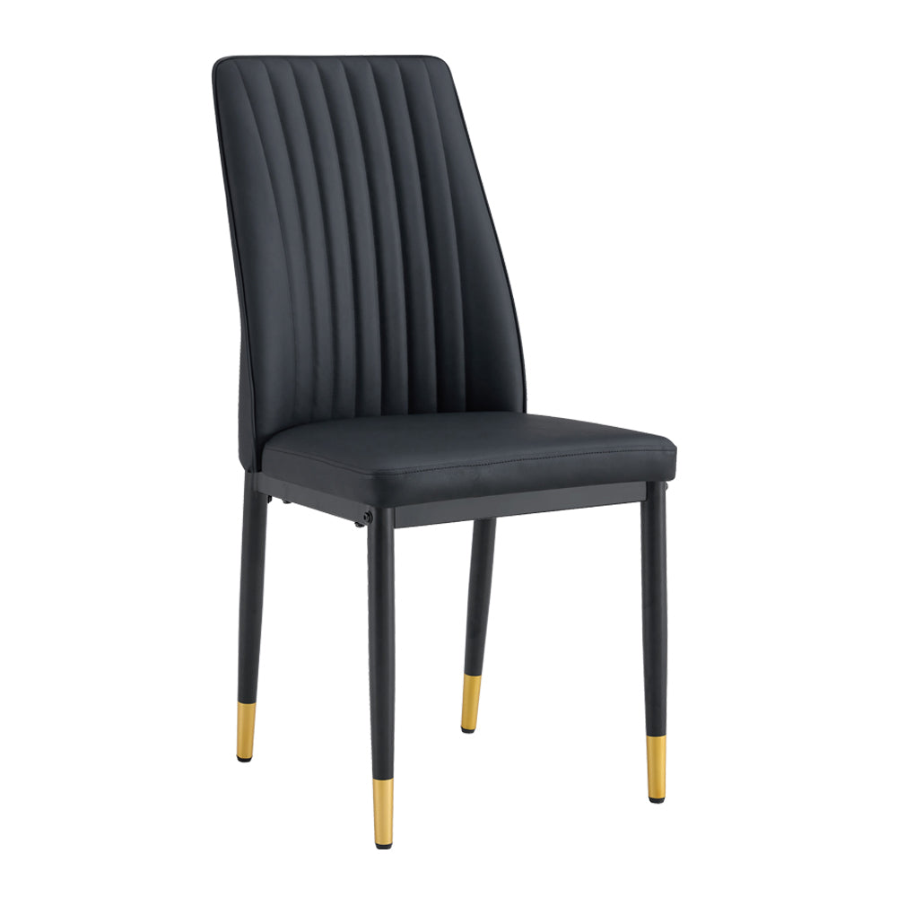 A Set of 4 Dining Chairs, Black Dining Chair Set, PU Material High Backrest Seats and Sturdy Leg Chairs, Suitable for Re