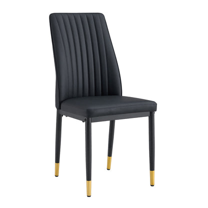 A Set of 4 Dining Chairs, Black Dining Chair Set, PU Material High Backrest Seats and Sturdy Leg Chairs, Suitable for Re