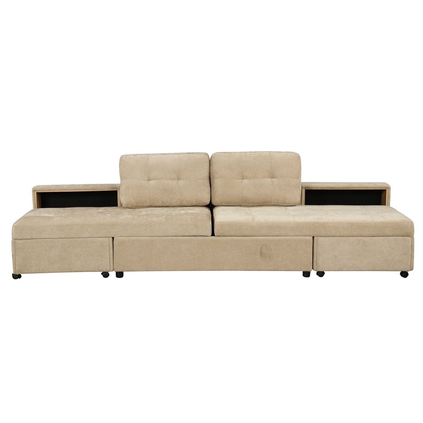 121.2' Versatile Sofa Bed Modular Sofa  Free-Combined Sofa With Two Storage Racks,  Brown