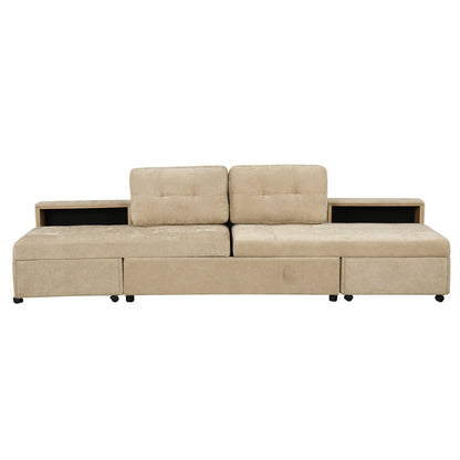 121.2' Versatile Sofa Bed Modular Sofa  Free-Combined Sofa With Two Storage Racks,  Brown