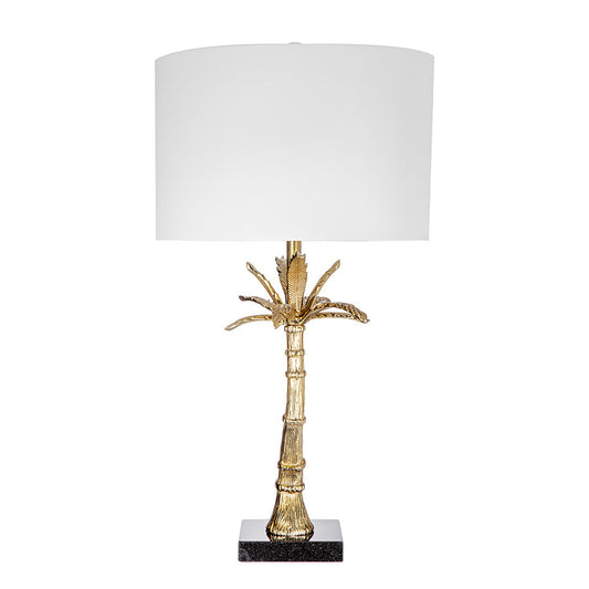 D16x31' Leaf Lamp With Marble Base, Gold (Lamp Shade Assembly Required)