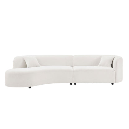 Luxury Modern Style Living Room Upholstery Curved Sofa With Chaise 2-Piece Set, Left Hand Facing Sectional,  Boucle Couc