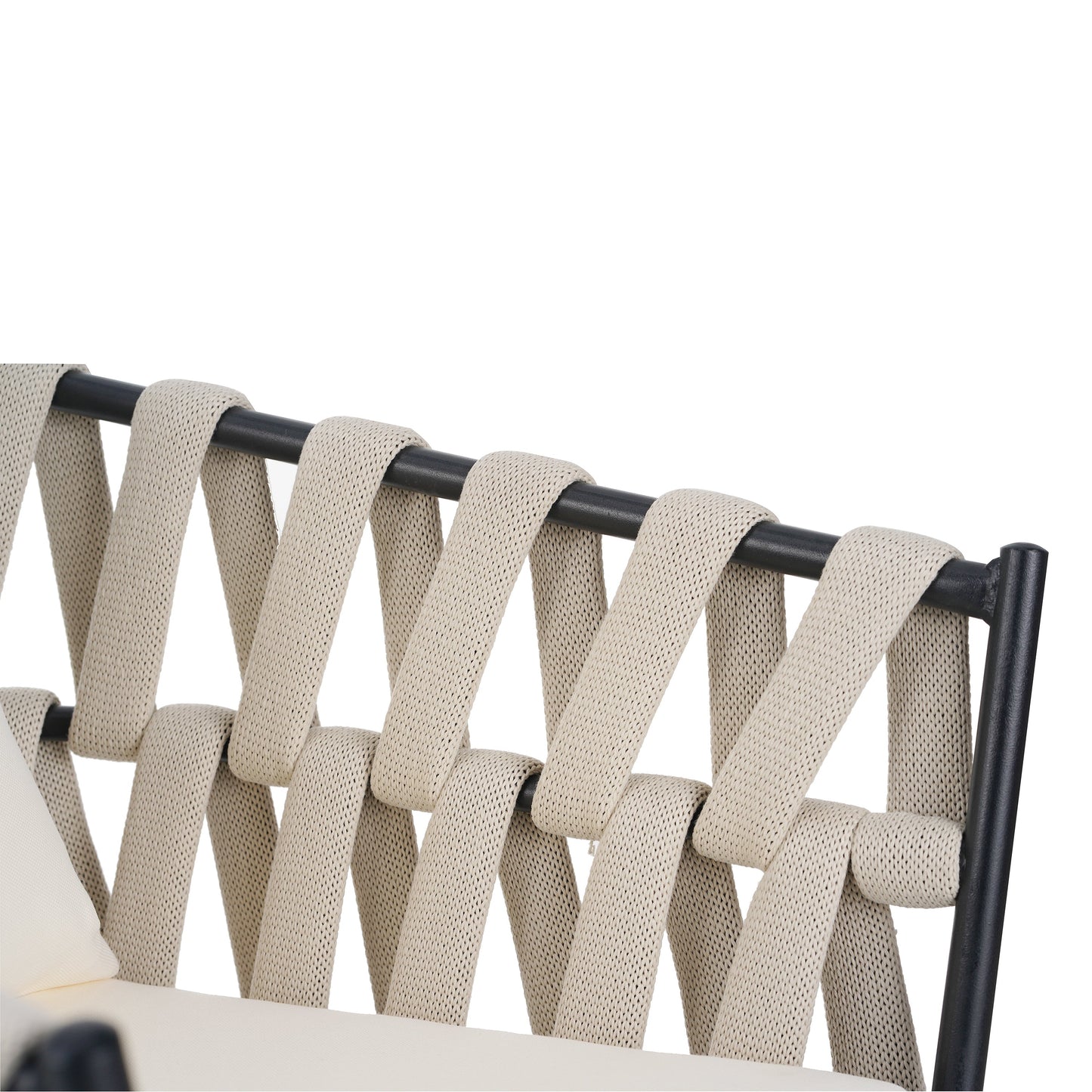 Discover Unmatched Flexibility in Alfresco Dining With Six Creatively Arranged Chairs Made of Polyester Woven Tape and A