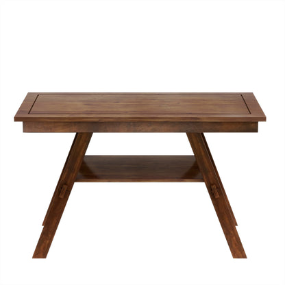 6-Piece Wood Counter Height Dining Table Set With Storage Shelf, Kitchen Table Set With Bench and 4 Chairs,Rustic Style,